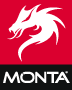 Monta Soccer logotyp med drake i röd-vitt