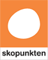Loggan utgörs av en vit rundel i ett orangefärgat fält. Under finns texten skopunkten