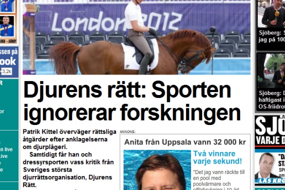Djurens Rätt i Expressen om hästar i OS