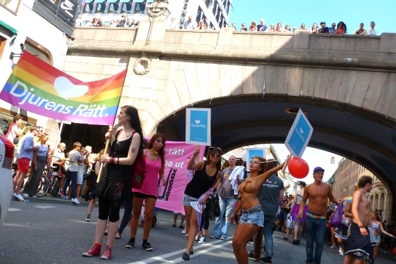 Djurens Rätt Stockholm i Prideparaden 2012. Foto: Stella Nova Nordqvist