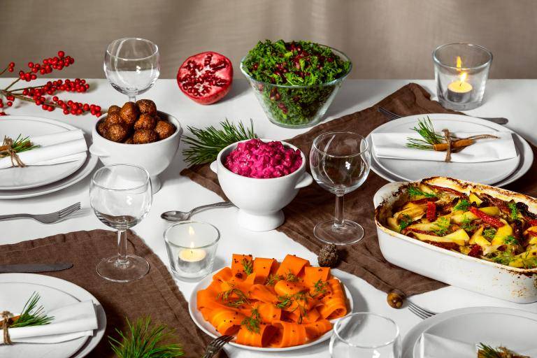 julbord med veganska julrätter