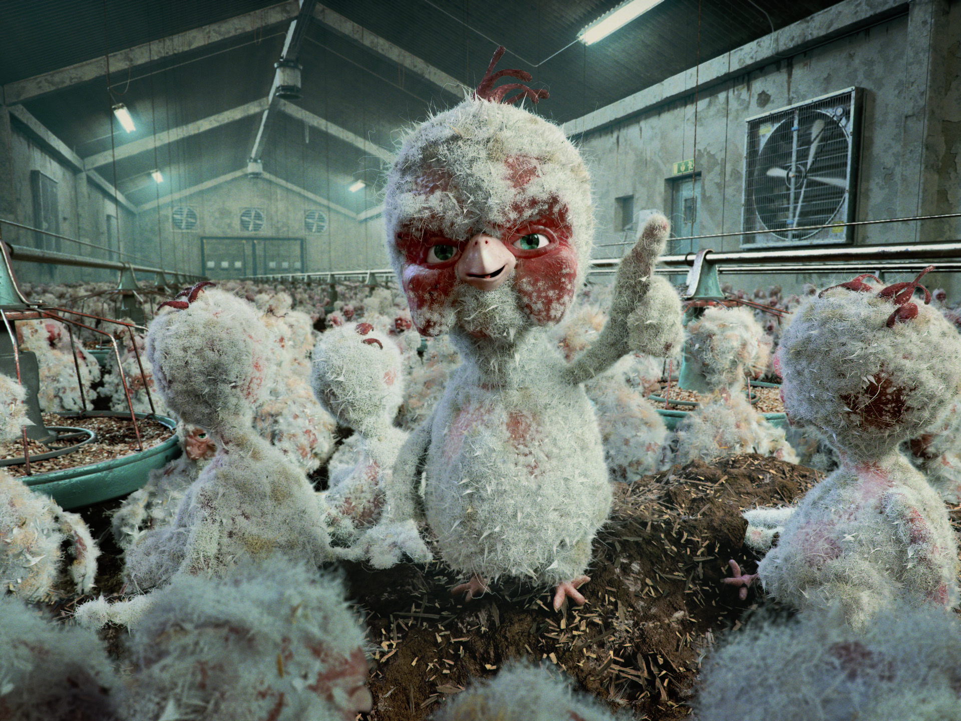 A character from the movie "The World's Best Animal Welfare". Photo: Djurens Rätt
