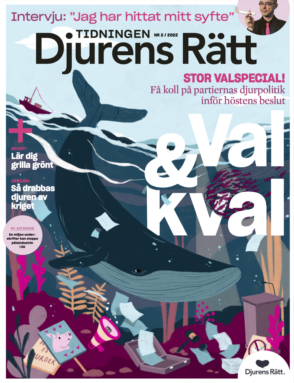 Omslag tidningen Djurens Rätt nr 2 2022